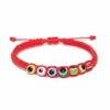 Pulsera de hilo rojo con 7 ojos turcos de colores