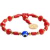 Pulsera de hilo rojo con San Benito y ojo turco