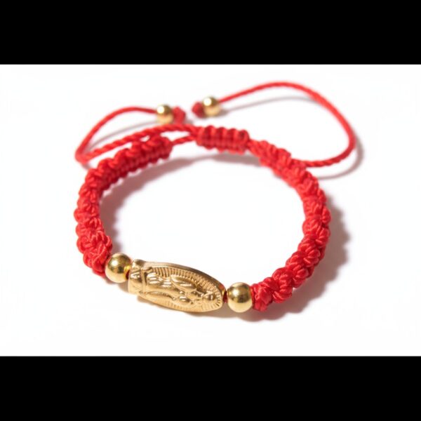 Pulsera de hilo rojo con medalla de la Virgen de Guadalupe