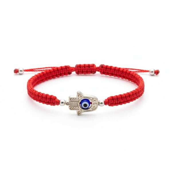 Pulsera de hilo rojo con mano de Fátima y ojo turco