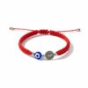 Pulsera de hilo rojo con San Benito y ojo turco (dijes al centro)