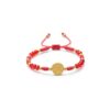 Pulsera de hilo rojo con medalla de San Benito (diseño con cuentas tipo cristal)