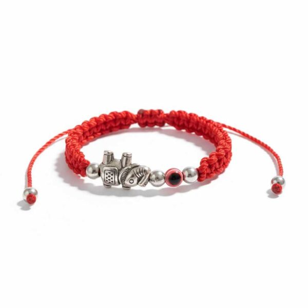 Pulsera de hilo rojo con dije de elefante y ojo turco