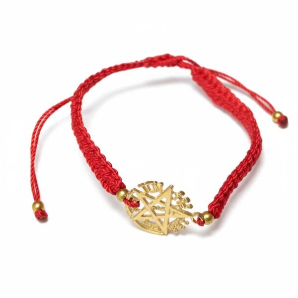 Pulsera de hilo rojo con dije de estrella de 5 picos (pentagrama)