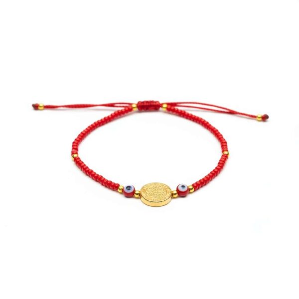 Pulsera de chaquira: Triple protección con cruz de San Benito y ojos turcos