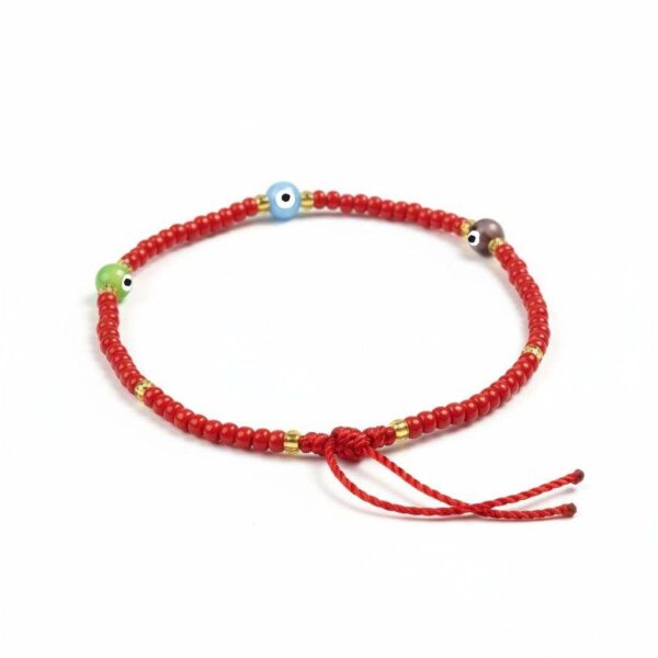 Pulsera de chaquira: ¡Triple protección en el color que elijas! (rojo, azul o rojinegra)