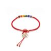 Pulsera artesanal roja: Árbol y la vida y chaquira multicolor