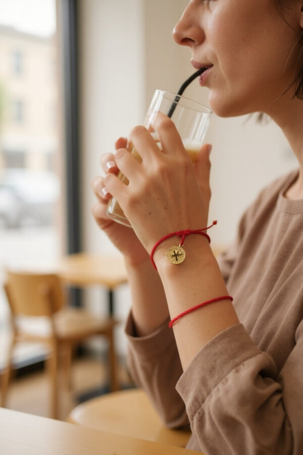 Pulsera de chaquira: San Benito, lujo y protección en rojo y dorado