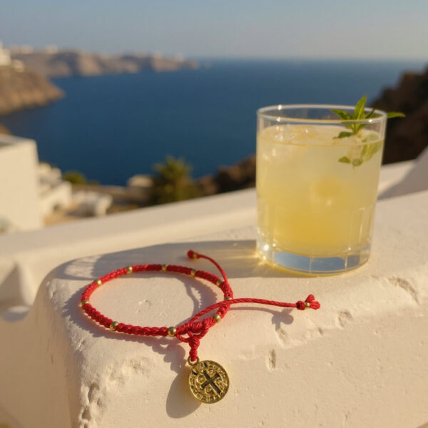 Pulsera de chaquira: San Benito, lujo y protección en rojo y dorado
