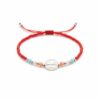 Pulsera de chaquira: San Benito, fuerza y pureza en rojo con destellos color pastel