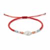 Pulsera de chaquira: San Benito, fuerza y pureza en rojo con destellos color pastel