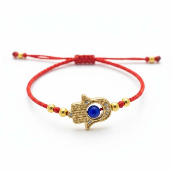 Pulsera de chaquira roja: Triple protección con mano de Fátima, ojo turco