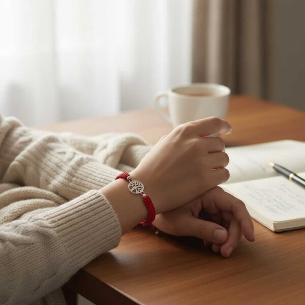 Pulsera mística: Hilo rojo y el símbolo del árbol de la vida