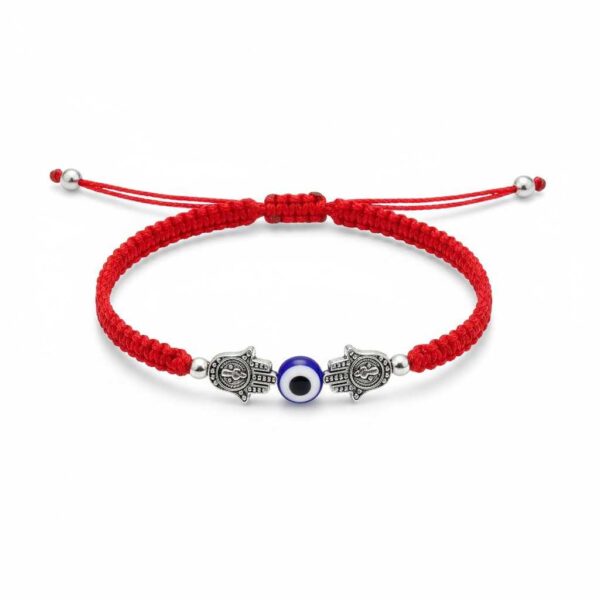Pulsera de doble poder: Hamsa gemela, ojo turco y la fuerza del rojo