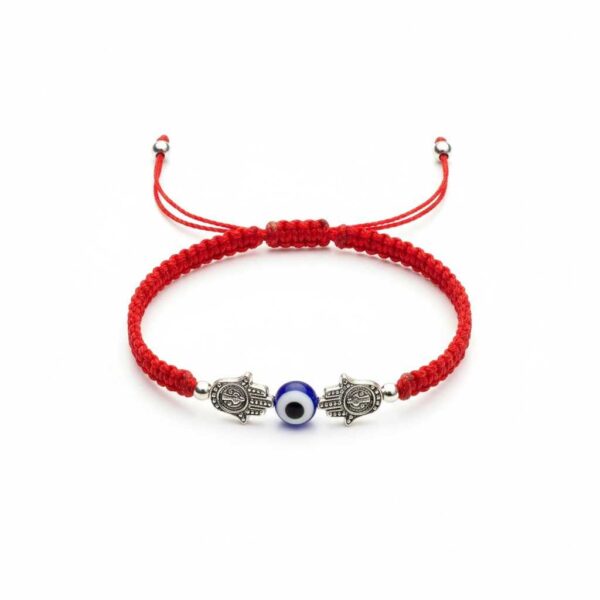 Pulsera de doble poder: Hamsa gemela, ojo turco y la fuerza del rojo