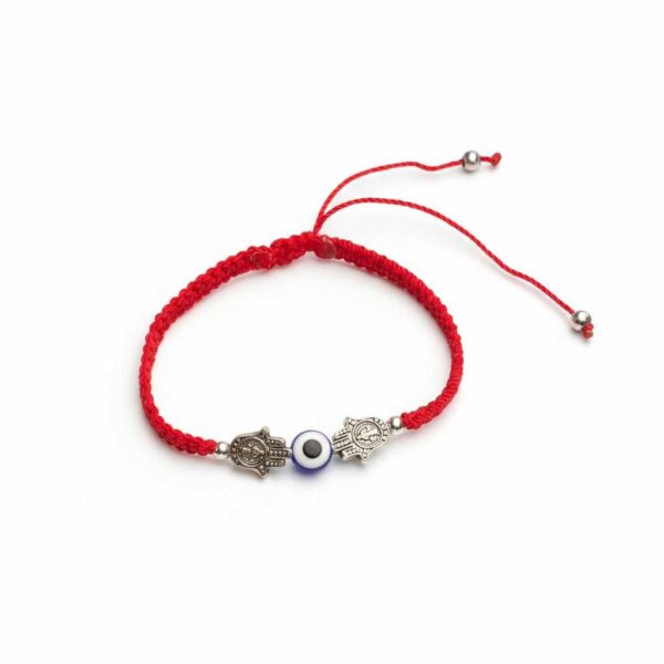 Pulsera de doble poder: Hamsa gemela, ojo turco y la fuerza del rojo