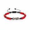 Pulsera devocional: Santa Muerte, poder y pasión (rojo y negro mate)