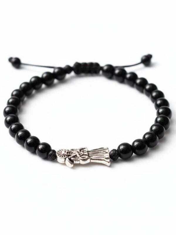 🖤 Pulsera de la Santa Muerte: El Poder de la protección absoluta (negro mate)