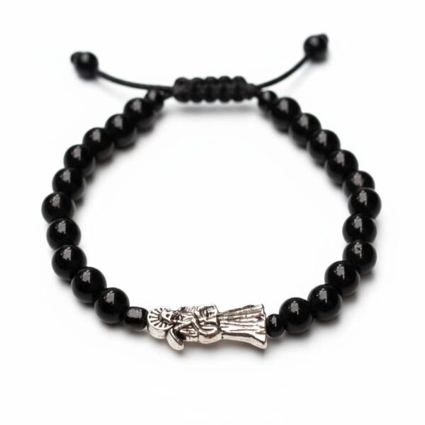 🖤 Pulsera de la Santa Muerte: El Poder de la protección absoluta (negro mate)