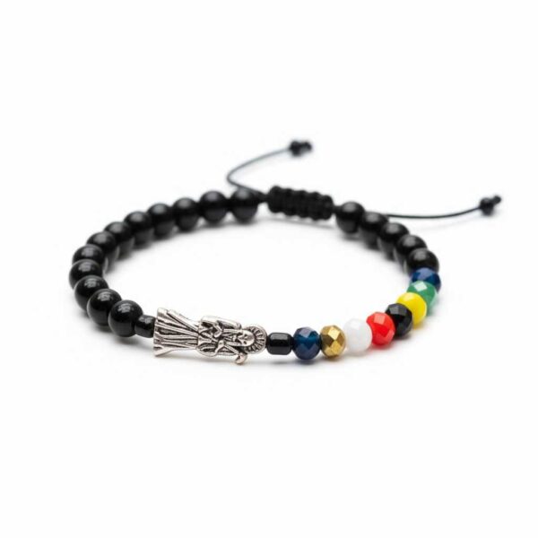 Pulsera de devoción: Santa Muerte, protección en negro mate y el poder de todos los colores (las siete potencias)