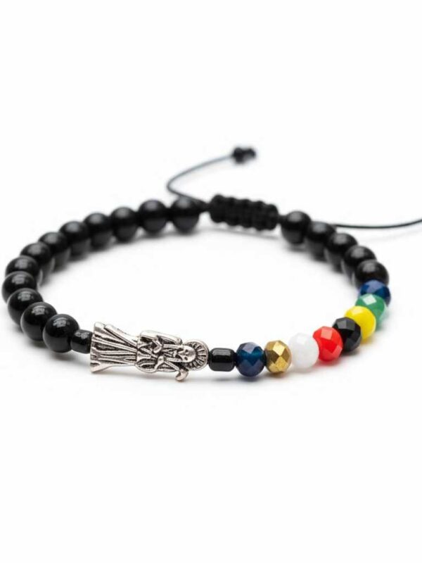 Pulsera de devoción: Santa Muerte, protección en negro mate y el poder de todos los colores (las siete potencias)