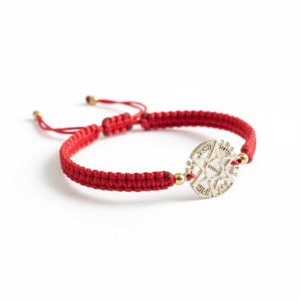 Pulsera de hilo rojo con dije de estrella de 5 picos (pentagrama)