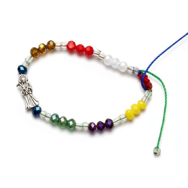 💀 Pulsera de los siete poderes: Santa Muerte, semi cristal y mate multicolor