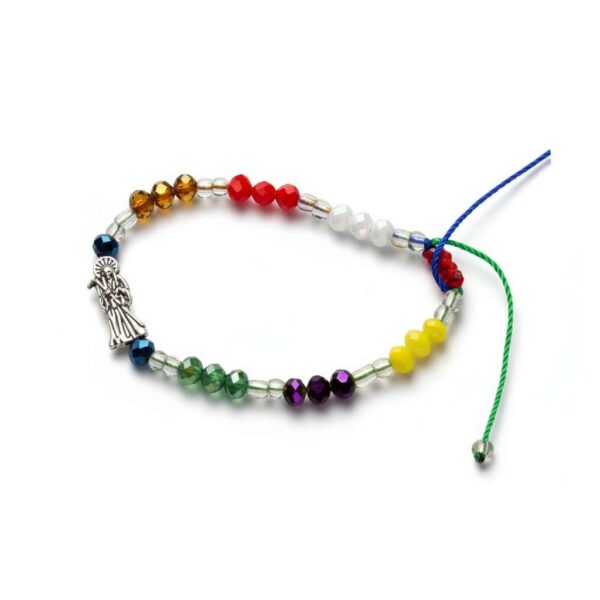 💀 Pulsera de los siete poderes: Santa Muerte, semi cristal y mate multicolor