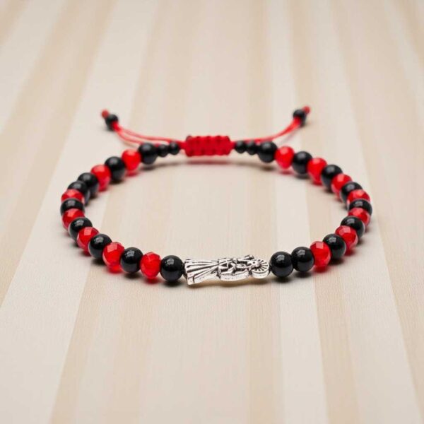 🌹 Pulsera de la Santa Muerte: Duelo de poder (rojo y negro mate)