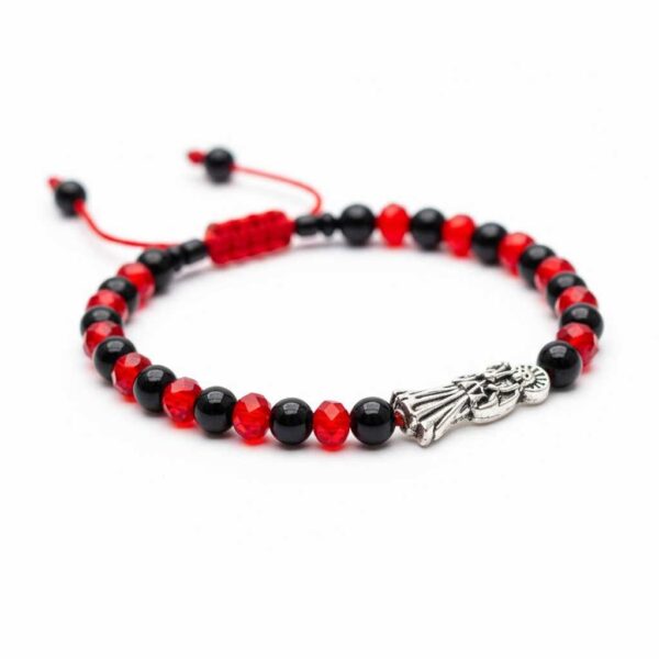 🌹 Pulsera de la Santa Muerte: Duelo de poder (rojo y negro mate)