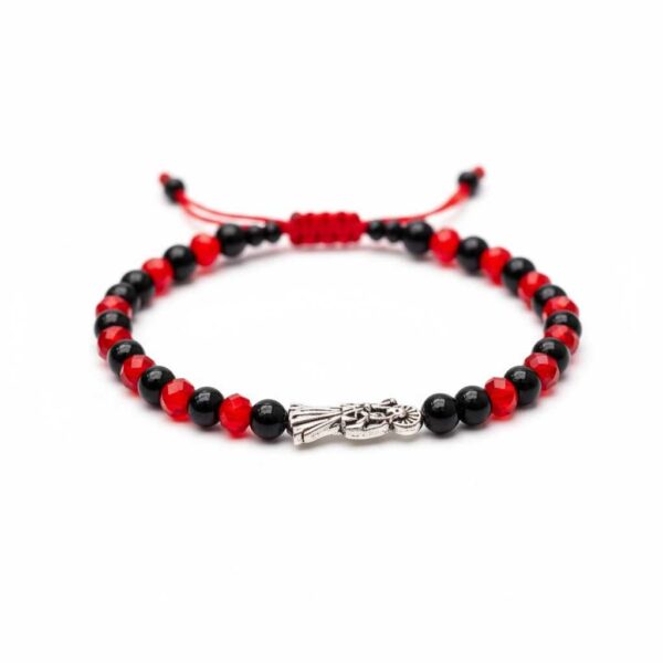 🌹 Pulsera de la Santa Muerte: Duelo de poder (rojo y negro mate)