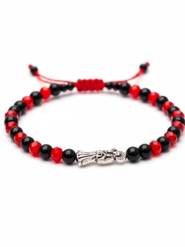 🌹 Pulsera de la Santa Muerte: Duelo de poder (rojo y negro mate)