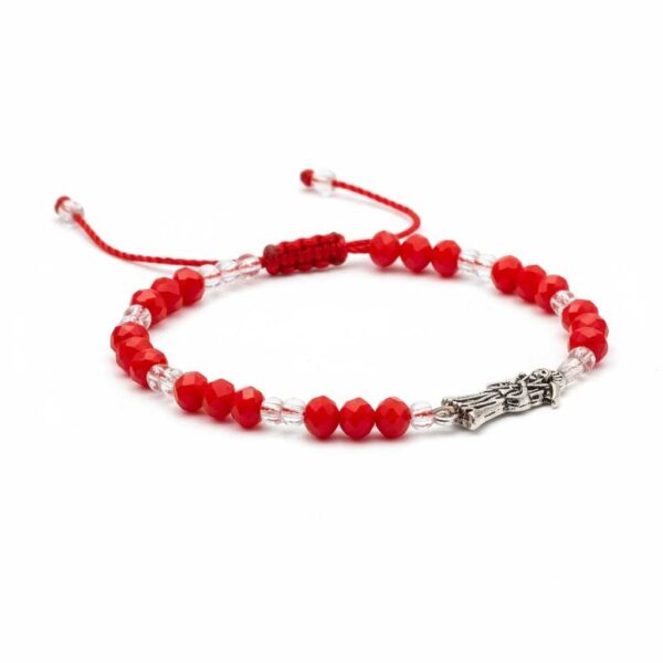 ❤️ Pulsera de la Santa Muerte: Claridad, pasión y protección (rojo mate y cristal)