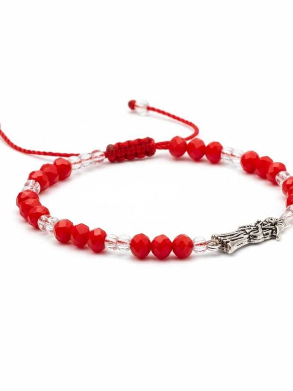❤️ Pulsera de la Santa Muerte: Claridad, pasión y protección (rojo mate y cristal)